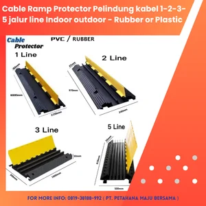 Cable Ramp Protector Pelindung kabel 1-2-3-5 jalur line Indoor outdoor Material Plastik dan karet