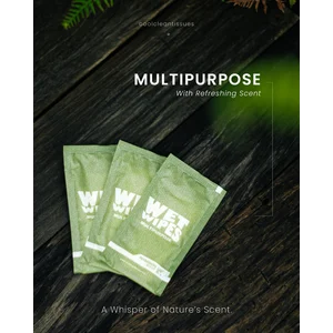 [Multipurpose Hijau] Tisu Basah Kemasan Satuan Isi 25 pcs - Wet Wipes Travel Pack Praktis & Higienis (Menerima Custom)