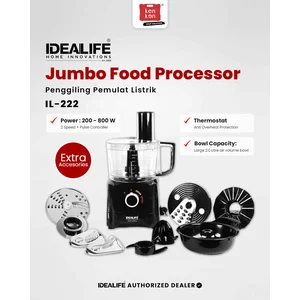 IDEALIFE Electric Food Processor IL-222 Penggiling Pemulat Listrik Chopper 2.1L