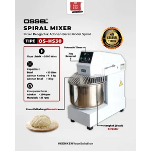 OSSEL Spiral Mixer Spiral 30 Liter OS-HS30 OSSEL Mixer Makanan OSSEL Mixer Adonan