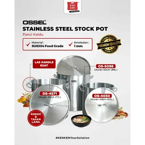 OSSEL Premium Stainless Steel Stock Pot OS-5098 Panci Kaldu Panci Kuah Stainless Steel 50 Cm 98 Liter Food Grade