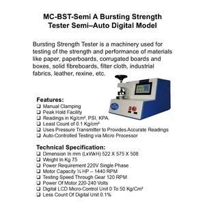 MC-BST-Semi A Bursting Strength Tester Semi–Auto Digital Model