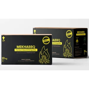 Briket Arang Batok Kelapa dengan merk MEKHA BBQ bentuk Hexagonal isi 10 Kg