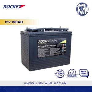 Battery Aki Electric Vehicle ROCKET L-1275 Baterai Golf Cart 12V 150Ah