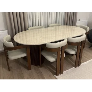 Meja Makan Marmer Set 6 Kursi Meja Marmer