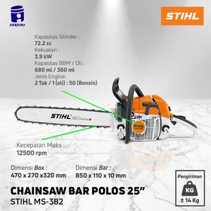 CHAINSAW STIHL MS 382 SENSO MS382 Gergaji Mesin Kayu 25 inch Bar POLOS ...