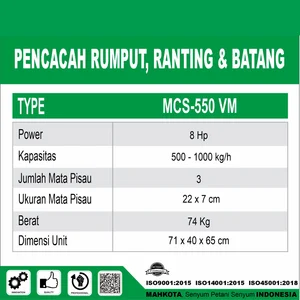 Pencacah Rumput Mahkota MCS-550 VM