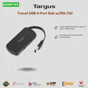 Travel USB TARGUS 4-Port Hub w/Eth Cbl