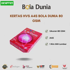 KERTAS HVS A4S BOLA DUNIA 80 GSM