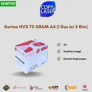 Kertas HVS A4 Copy&Laser 75 GRAM  (1 Dus Isi 5 Rim)