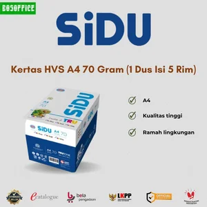 Kertas HVS A4 Sidu 70 Gram (1 Dus Isi 5 Rim)