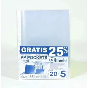 Plastik PP Pocket Bambi ukuran A4 5220 (1 Pak isi 20 Pcs)