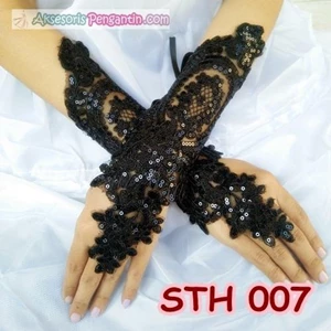Sarung Tangan Pengantin lace Hitam l Aksesoris Wedding Wanita-STH 007