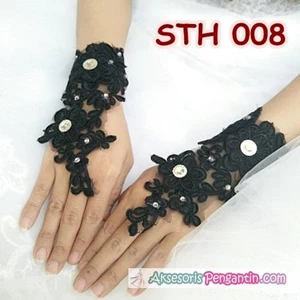 Sarung Tangan Pesta Fingerless Lace Hitam- Aksesoris Pengantin-STH 008
