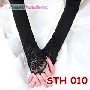 Sarung Tangan Pesta Hitam l Aksesoris Pengantin Wedding Gloves-STH 010