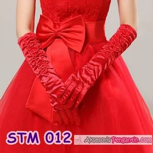 Sarung Tangan Pesta Merah l Aksesoris Pengantin Wanita Modern -STM 012