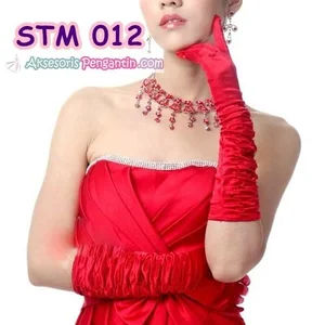 Sarung Tangan Pesta Merah l Aksesoris Pengantin Wanita Modern -STM 012