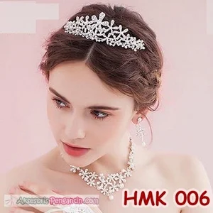 Paket Aksesoris Weddin l Perhiasan Mahkota Kalung Pengantin - HMK 006