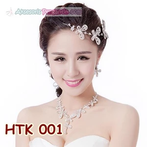 Paket Perhiasan Kalung Tiara Wanita l Aksesoris Wedding Modern-HTK 001