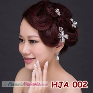 Aksesoris Jepit Rambut Wanita l Hiasan Rambut Pesta + Anting - HJA 002