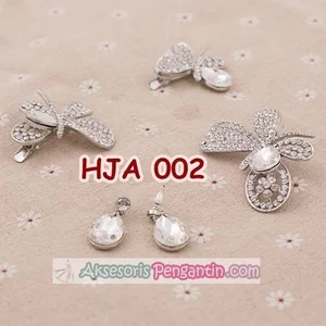 Aksesoris Jepit Rambut Wanita l Hiasan Rambut Pesta + Anting - HJA 002