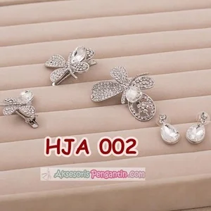 Aksesoris Jepit Rambut Wanita l Hiasan Rambut Pesta + Anting - HJA 002