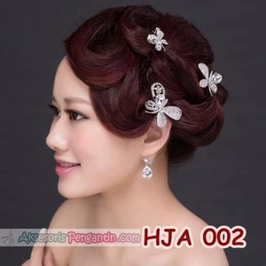 Aksesoris Jepit Rambut Wanita l Hiasan Rambut Pesta + Anting - HJA 002