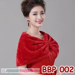 Aksesoris Cardigan Bulu Pesta Merah - Wedding Dress Bolero - BBP 002