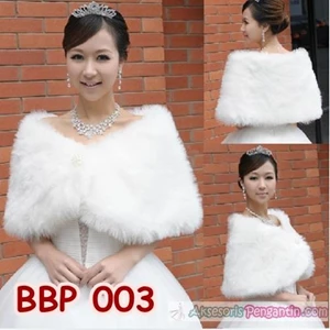 Wedding Dress Bolero Pesta Putih - Aksesoris Cardigan Bulu - BBP 003