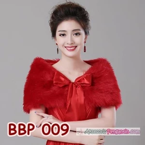 Aksesoris Cardigan Bulu Merah Wedding l Bolero Pesta Wanita - BBP 009