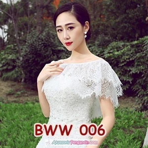 Aksesoris Bolero Pesta Lace Putih Pengantin l Cardigan Wedding-BWW 006