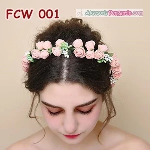 Flower Crown Wedding Modern Pink- Mahkota Bunga Pesta Pengantin-FCW 001