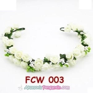 Aksesoris Flower Crown Pesta Putih- Mahkota Bunga Wedding Wanita-FCW03