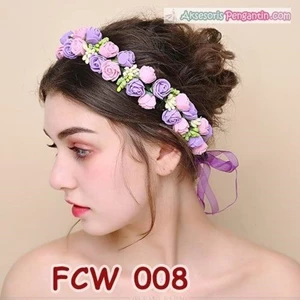 Aksesoris Mahkota Pesta Bunga Pengantin - Flower Crown Wedding Modern -FCW 008