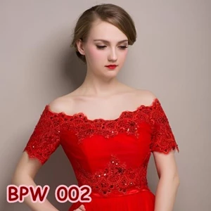 Bolero Pesta Pengantin Wanita l Cardigan Lace Wedding Merah - BPW 002