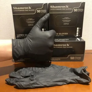 Shamrock Black Latex Gloves Non Powdered 50 pcs