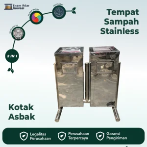 Tempat Sampah Stainless 2 in 1 Kotak Tiang Geser