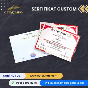 Kop Surat dan Sertifikat Custom dengan Variasi Ukuran Bahan Desain
