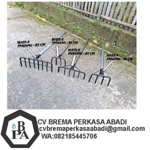 Garuk Sampah 8 Gigi Gagang Pipa Besi Panjang Pembersih Sampah Got Garpu Taman - Garuk full Gigi 8