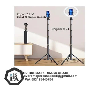 Tripod Kamera Tripod HP Metalic Tebal 2.1 Meter Original Type X21 Tripod HP 2.1 Meter Tripod Handphone Original Chrome Gratis Holder HP Original