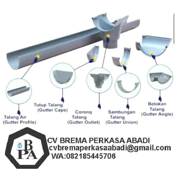 Talang Air PVC Langgeng HR 6" 6 Inch 4m 4meter 4mtr Setengah Lingkar