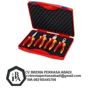 Tang Kelistrikan KNIPEX 00 20 15 – Set Tang Berinsulasi VDE dalam Compact-Box (4 Buah)