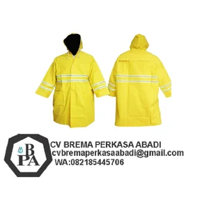 Jas Hujan Keselamatan PVC Berwarna Kuning Cerah dengan Reflektor
