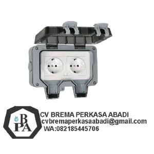 Stopkontak Ganda Tahan Air IP66 dengan Penutup Pelindung – Pemasangan di Permukaan (Surface-Mounted) Tahan Cuaca (Tahan Hujan/Tahan Debu) 