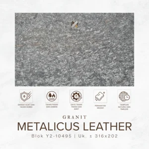 Granit Metalicus Leather Ukuran 316x202 cm - Granit Abu Abu Leather Finish untuk Lantai Dinding Kitchen Set