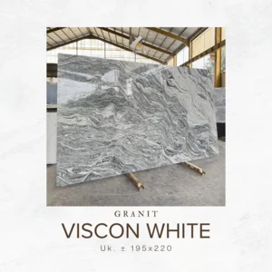 Granit Viscon White Ukuran 195x220 cm - Batu Granit Putih Abu untuk Interior Modern