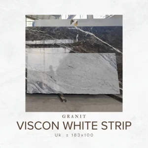 Granit Viscon White Strip Ukuran 183x100 cm - Batu Granit Putih Abu Abu untuk Interior Modern