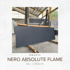Granit Nero Absolute Flame Ukuran 209x75 cm -  Batu Granit Hitam Flame untuk Interior Modern