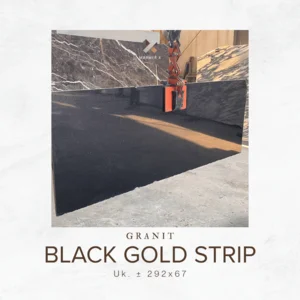 Granit Black Gold Strip Ukuran 292x67 cm - Batu Granit Hitam Bintik Emas untuk Interior Elegan