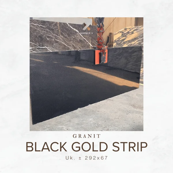 Granit Black Gold Strip Ukuran 292x67 cm - Batu Granit Hitam Bintik Emas untuk Interior Elegan